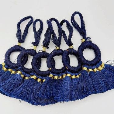 Set of 2 Navy Blue Hoop Tassels, Indian Tassels, Boho Chic Tassels